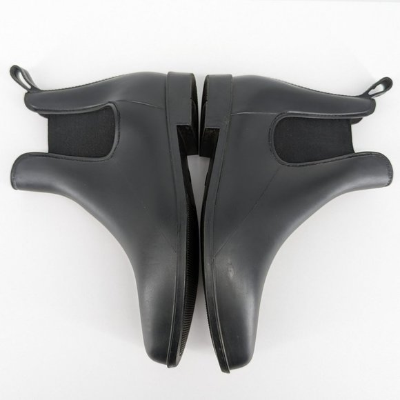 A New Day Rubber Bootie 10 Black Side Gore Stretch Almond Toe Ankle Rain Outdoor - Picture 9 of 13